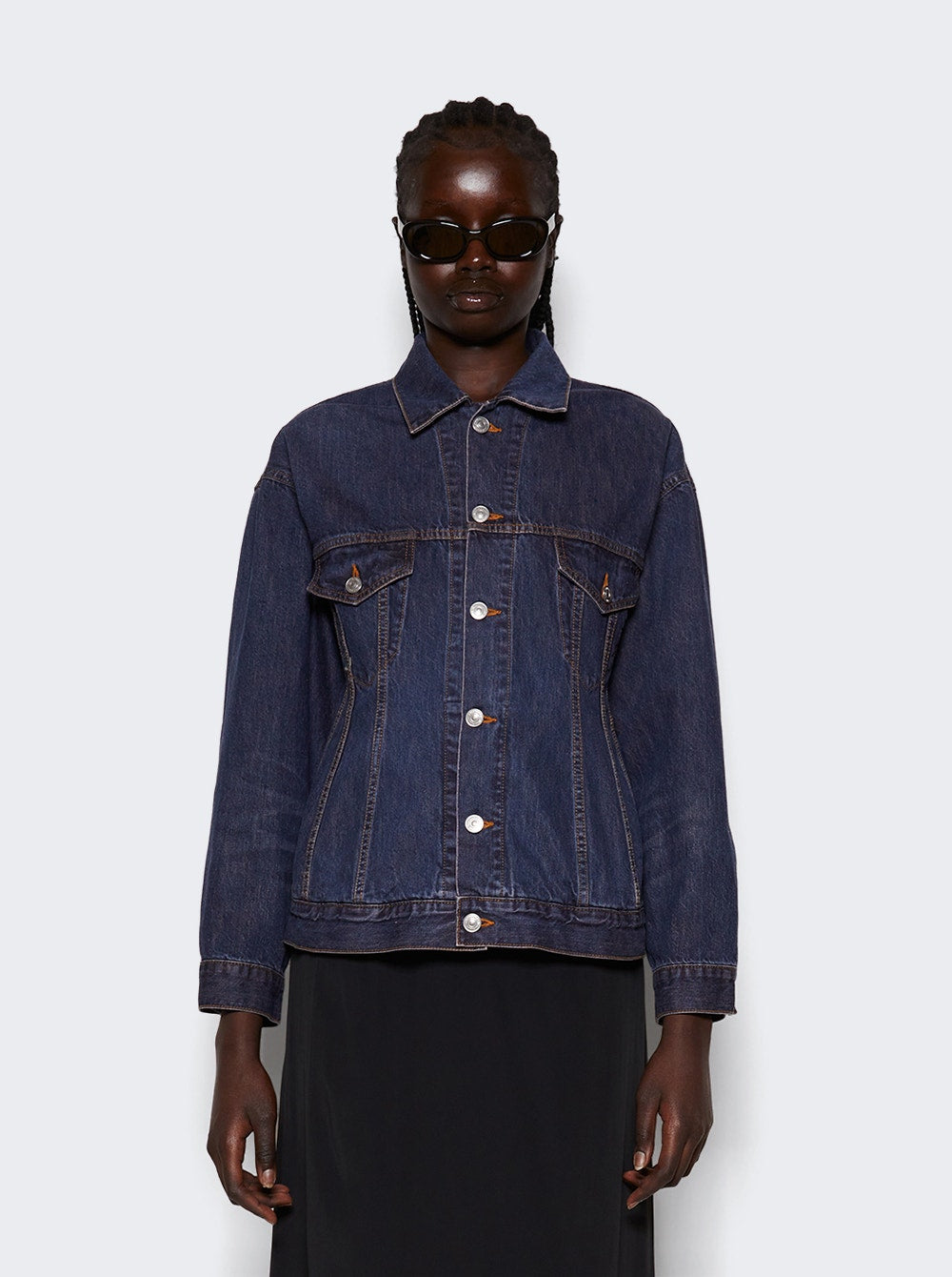 Women | Balenciaga | Hourglass Denim Jacket Dark Indigo | Blue