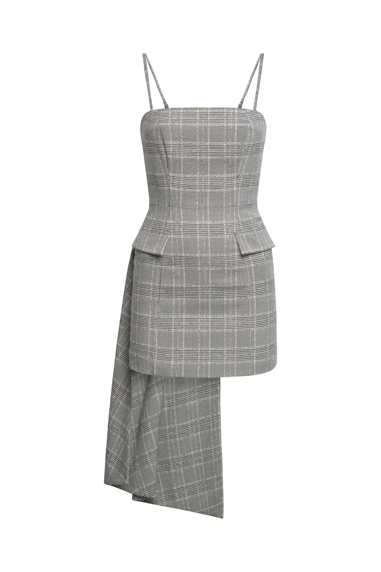 Glen Plaid Dress With Drape | Glen Plaid