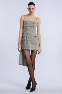 Glen Plaid Dress With Drape | Glen Plaid