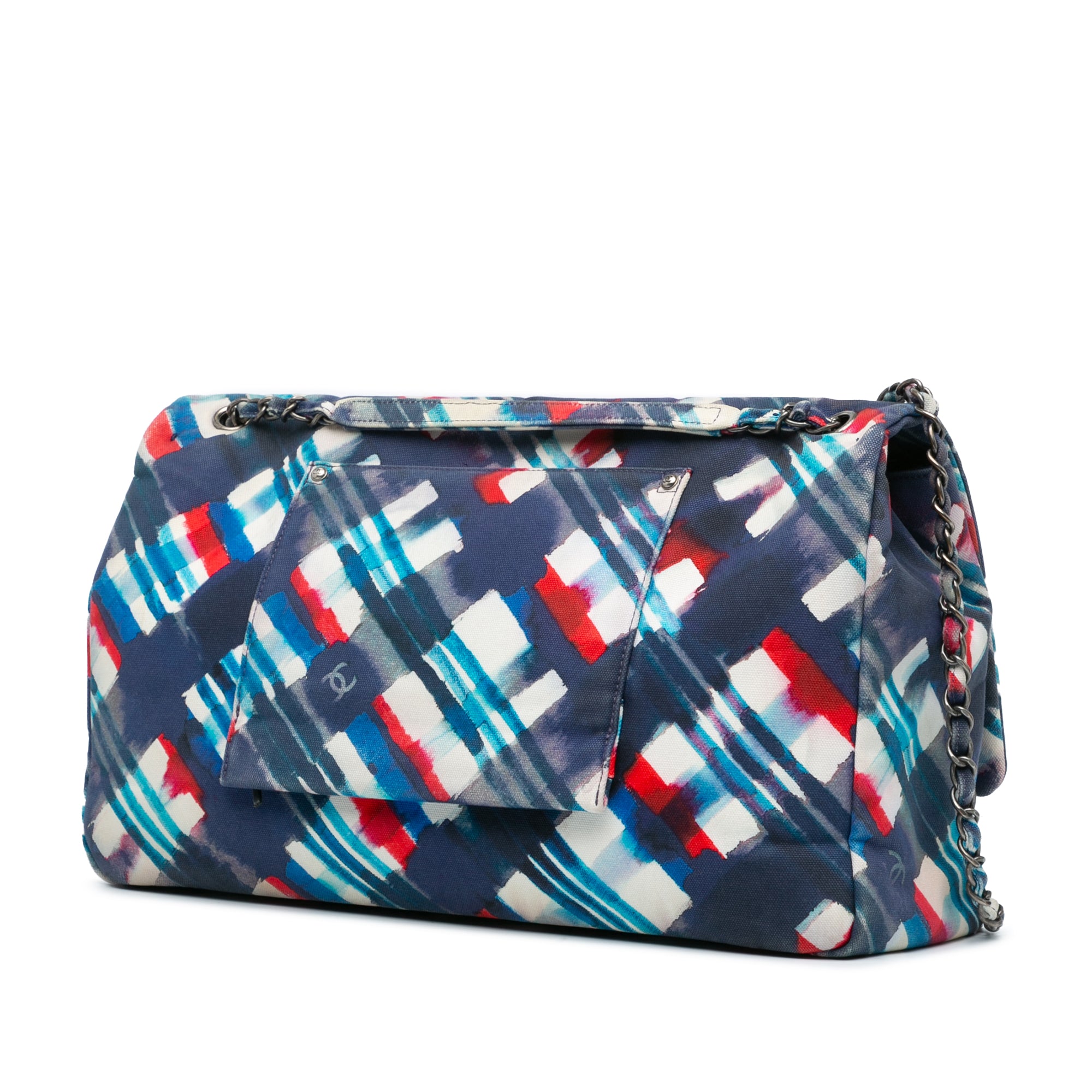 Chanel | Pre-Owned XXL Printed Canvas Airline Single Flap | Blue/Dark Blue