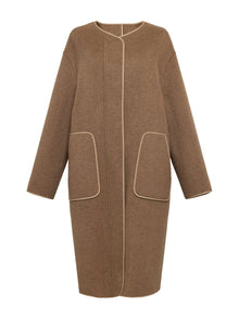 Wool Mid-Length Coat Jacket | Camel