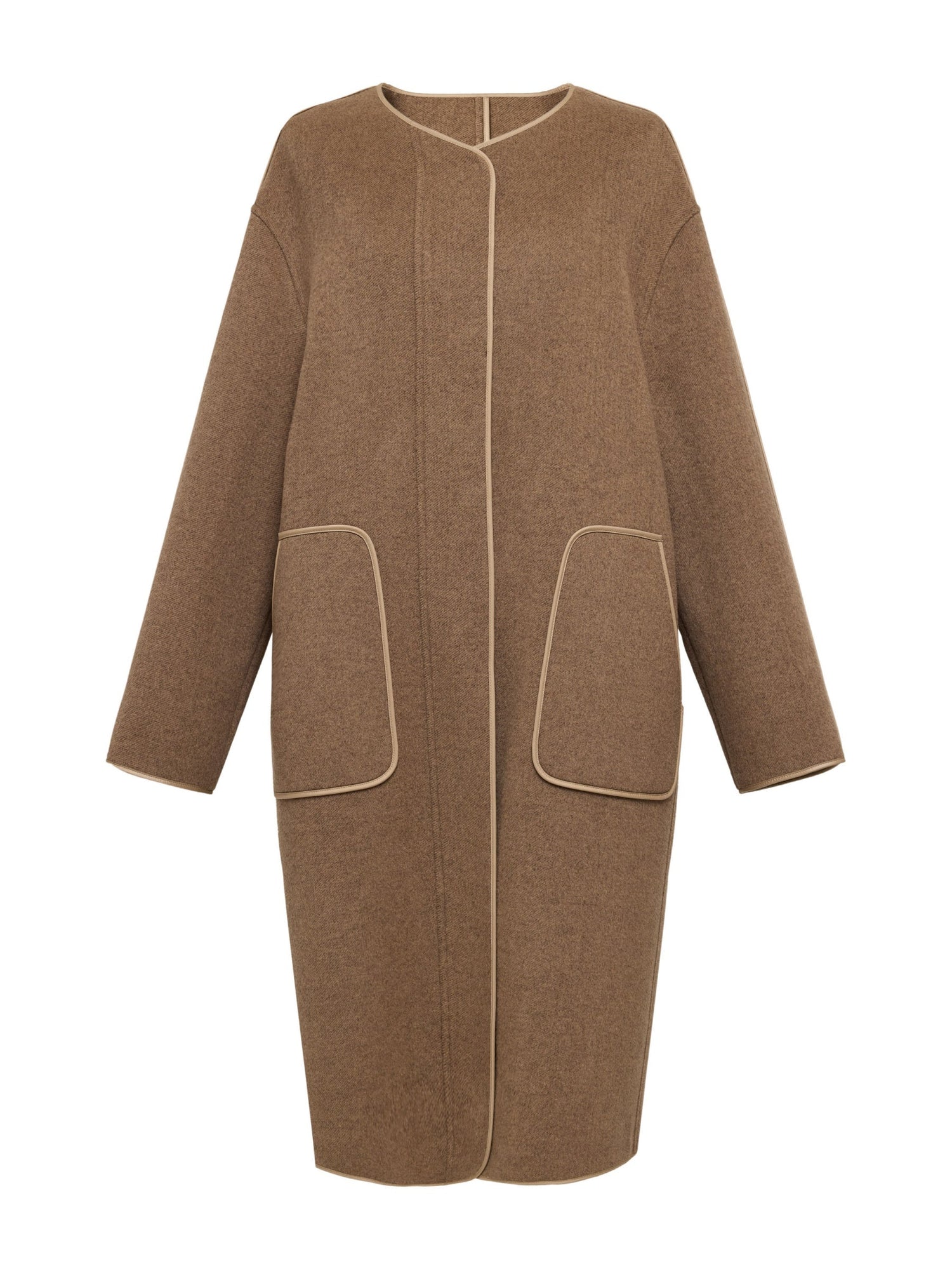 Wool Mid-Length Coat Jacket | Camel