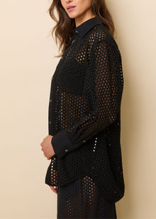 Bronte Button Down Shirt Baby Eyelet Noir - Solid & Striped