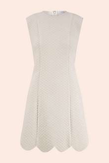 Textured Jersey Scallop Dress | Ivory