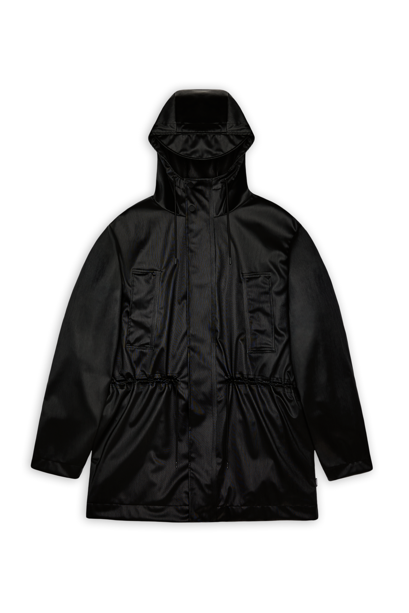 RAINS Bold Long Jacket Black Grain Jacket