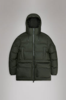 RAINS Alta Long Puffer Cargo Jacket Green Jacket