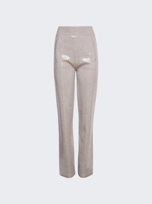 Women | BURBERRY | Sequinned Cashmere Cotton Blend Trousers | Beige Melange