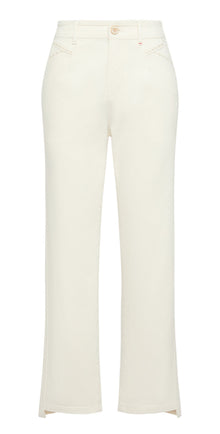 Casual Straight-Leg Rhinestone Ankle-Length Jeans | White