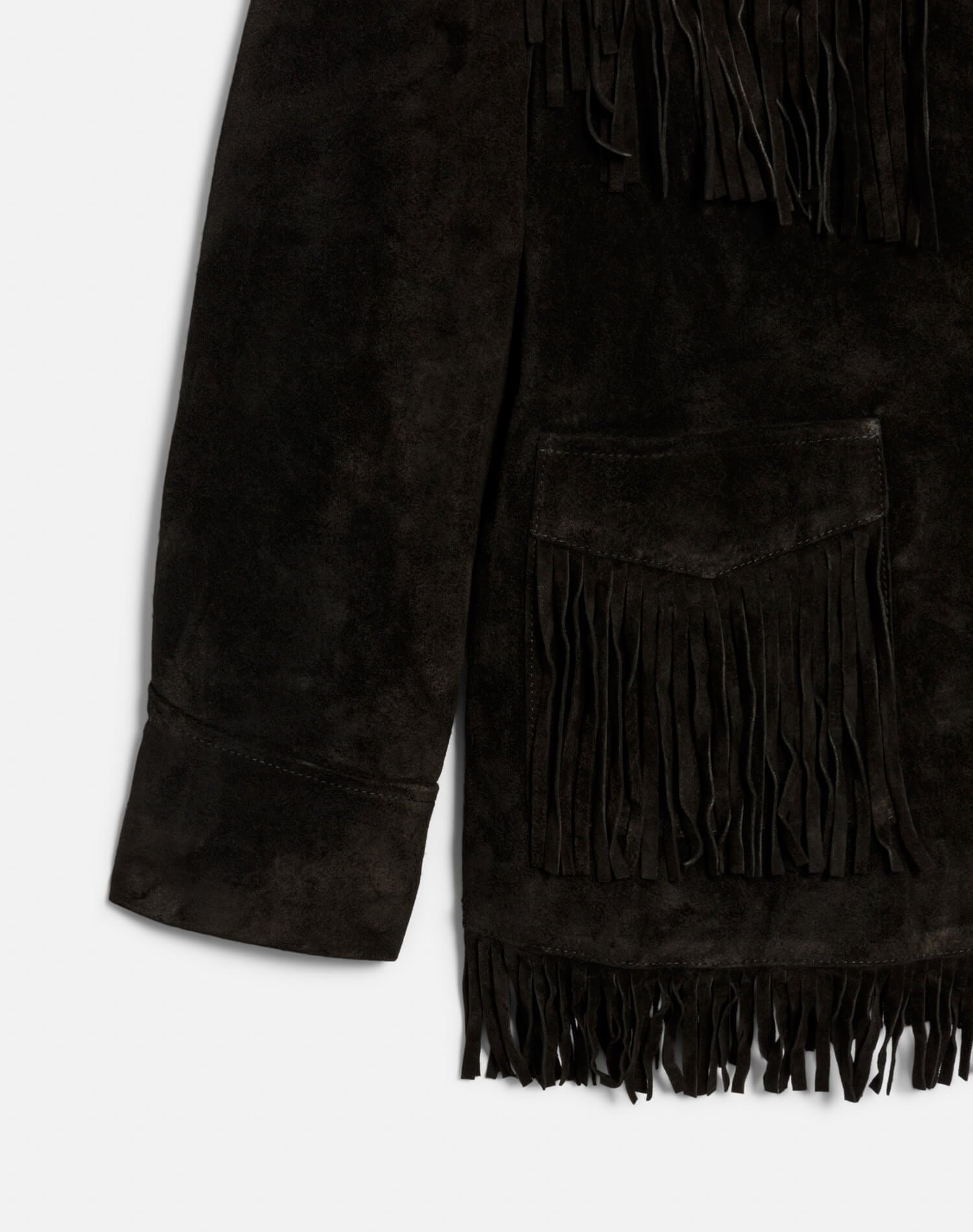 Womens | Suede Fringe Jacket | Black