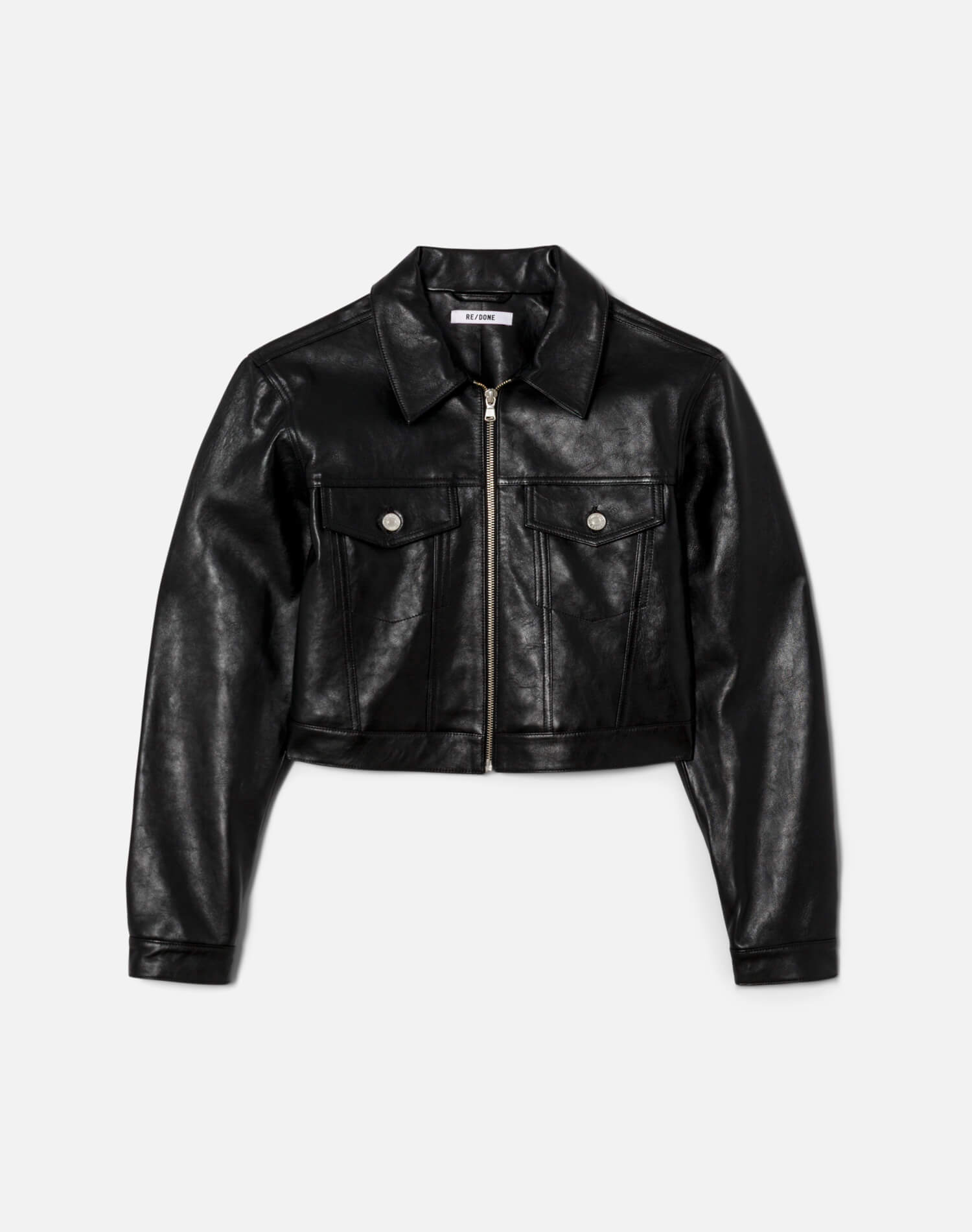 Womens | Leather Zip Trucker | Black