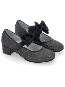 Girls | Micro Glitter Ballet Flats | Black Glitter