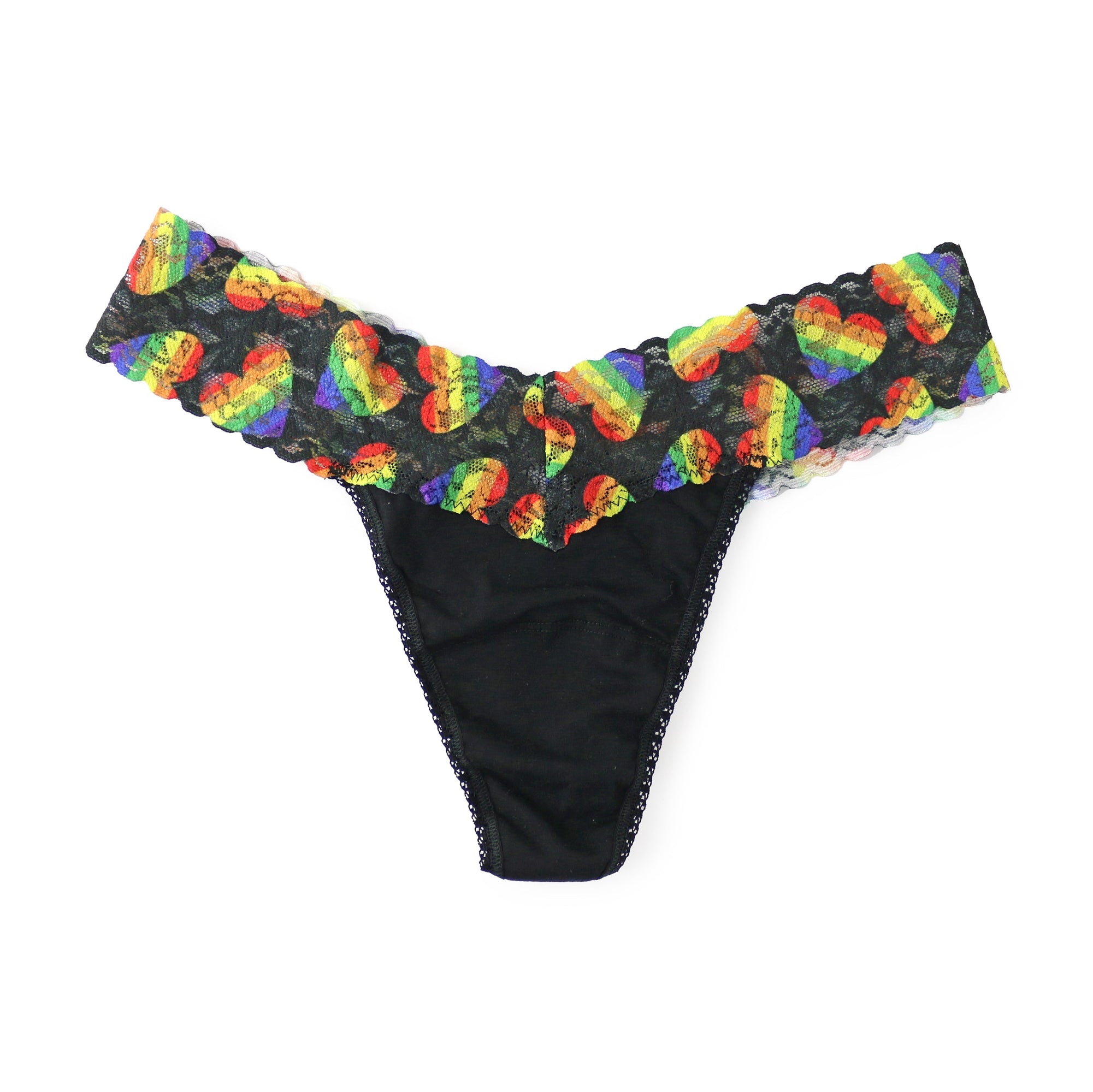 Cotton Low Rise Thong | Blac/Playful Pride