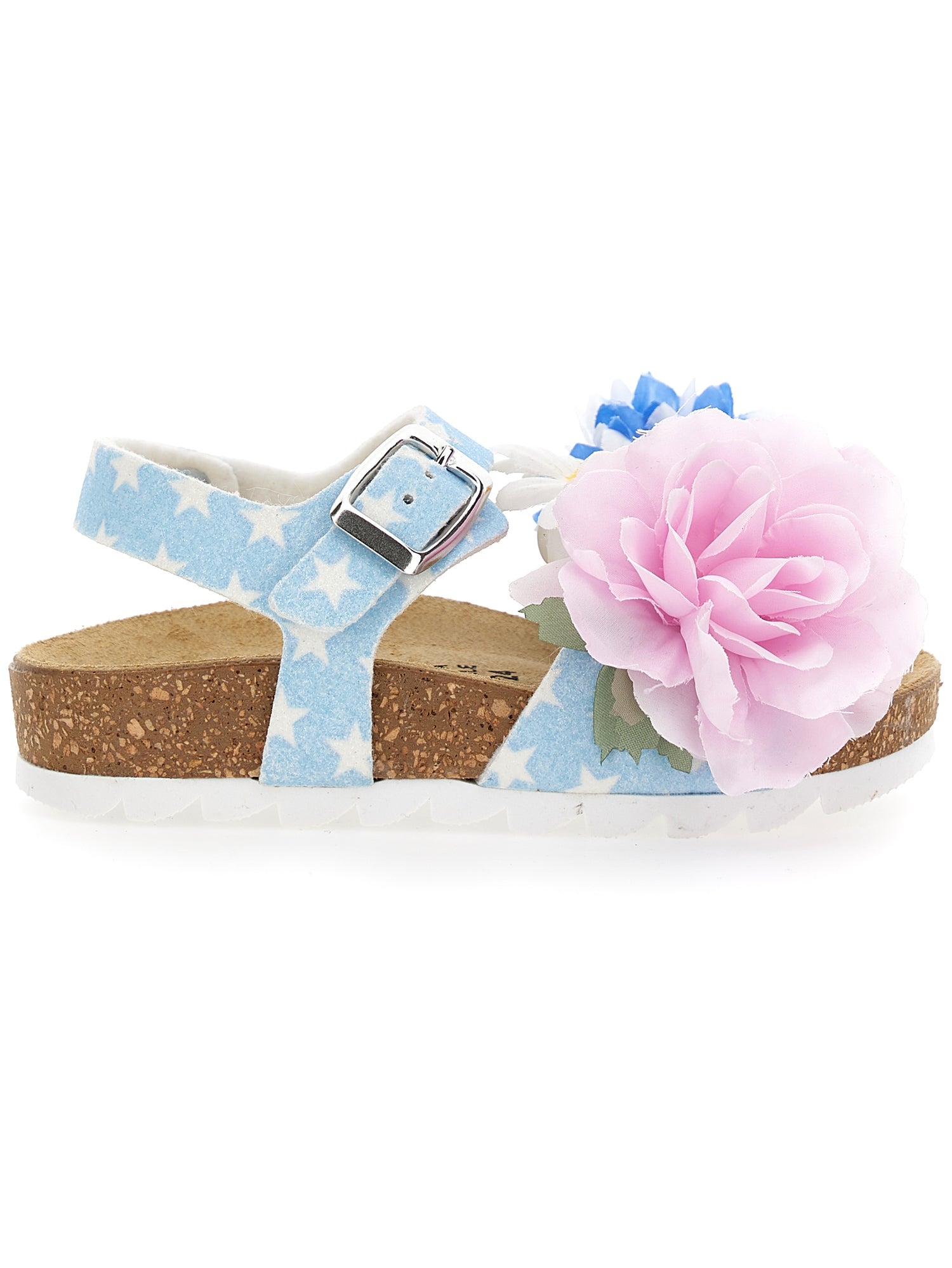 Girls | Sandals With Appliquéd Flowers | Sky Blue