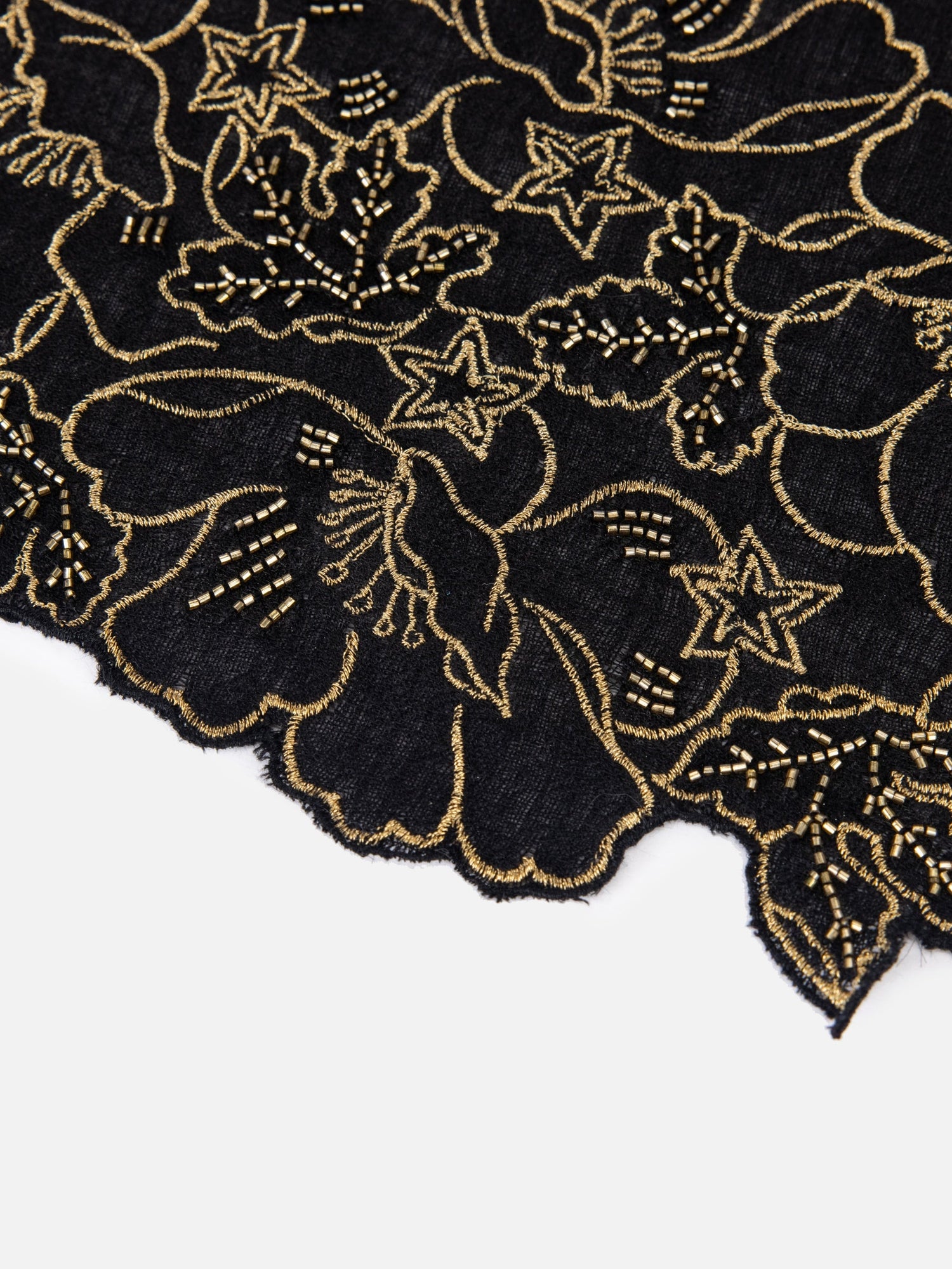 Embroidered Cashmere Scarf | Black