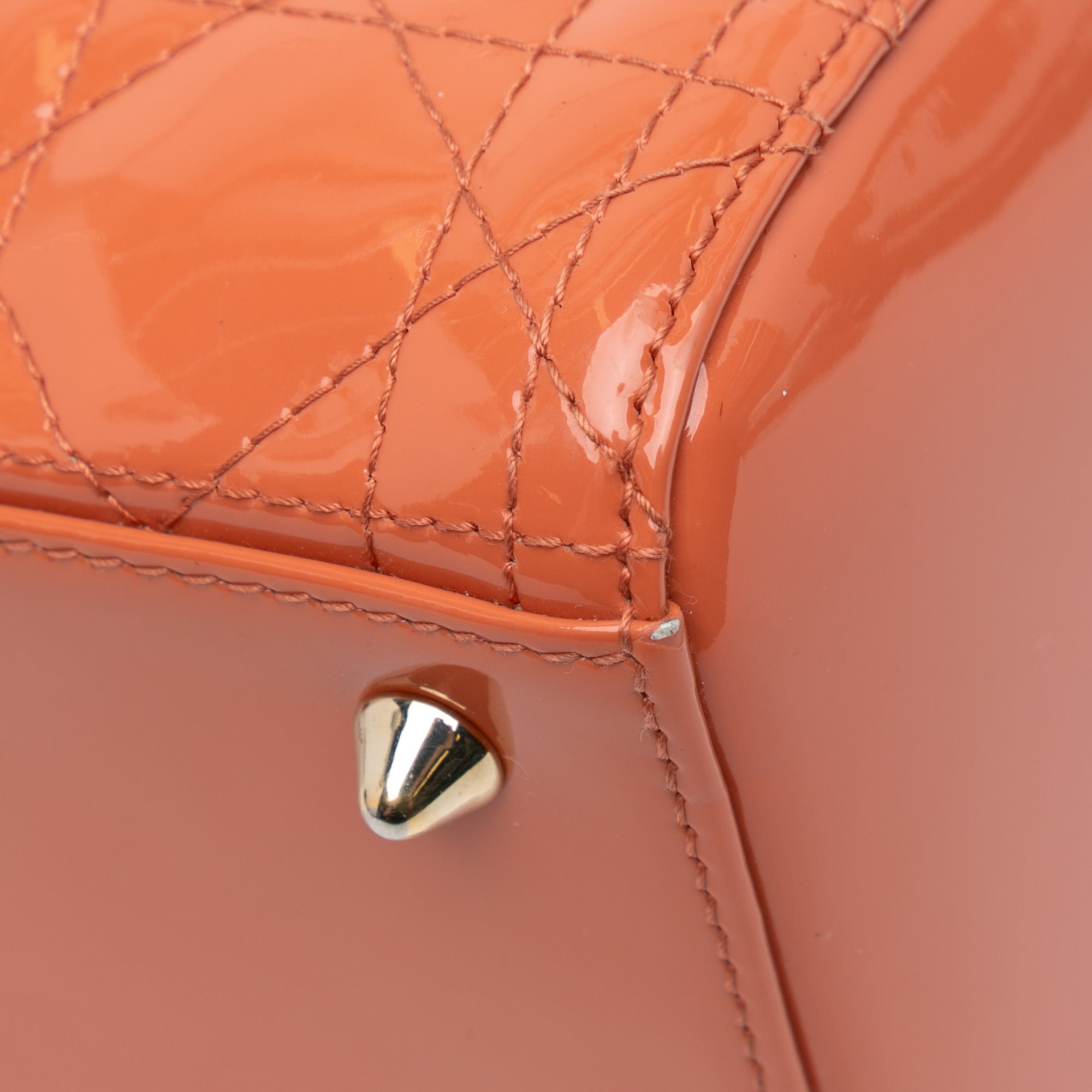 Dior | Pre-Owned Medium Patent Cannage Lady | Orange/Peach