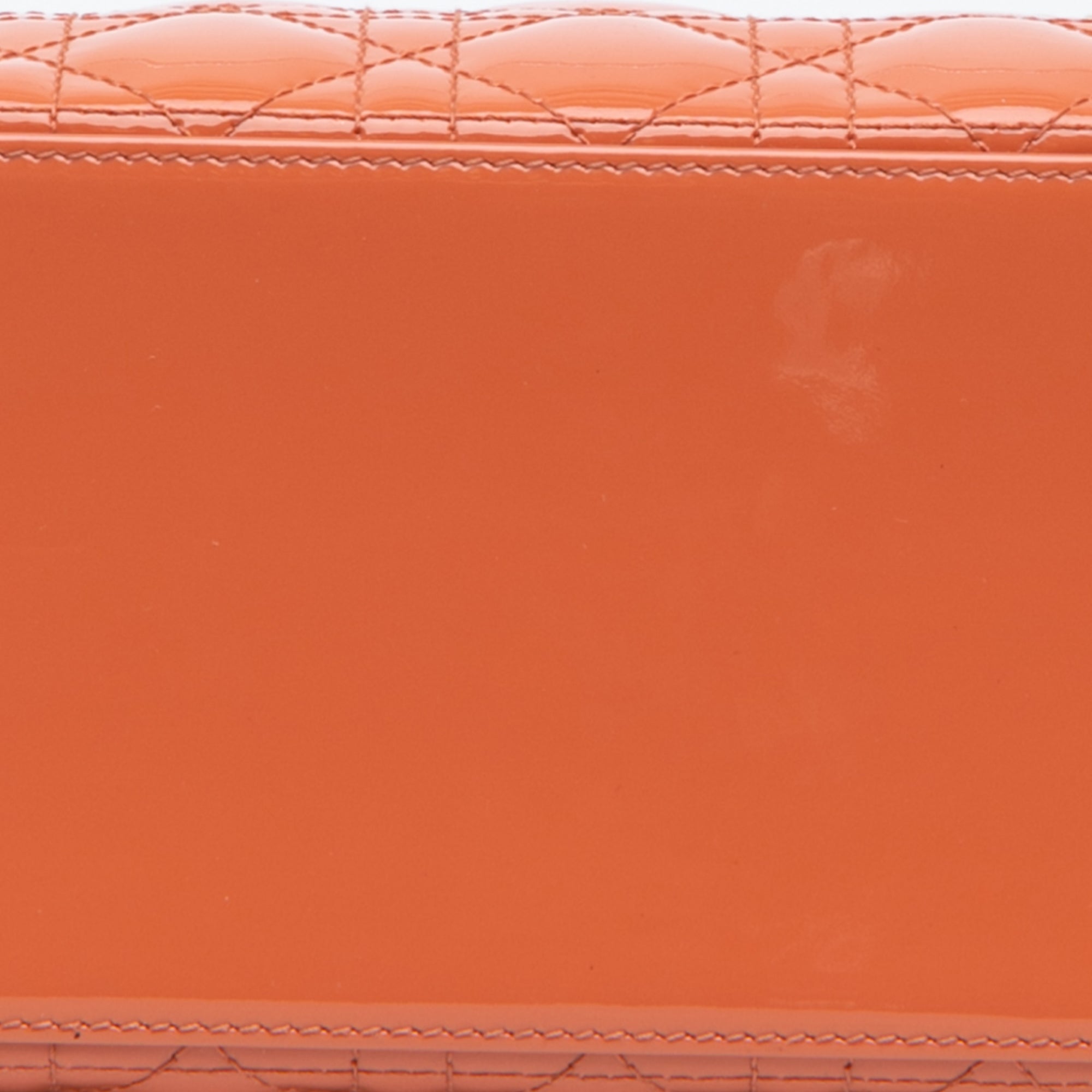 Dior | Pre-Owned Medium Patent Cannage Lady | Orange/Peach