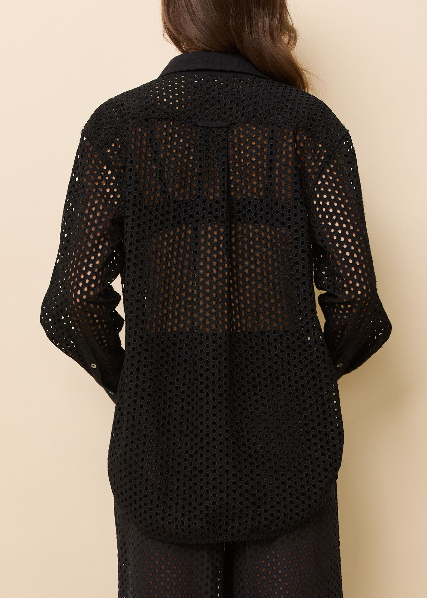 Bronte Button Down Shirt Baby Eyelet Noir - Solid & Striped