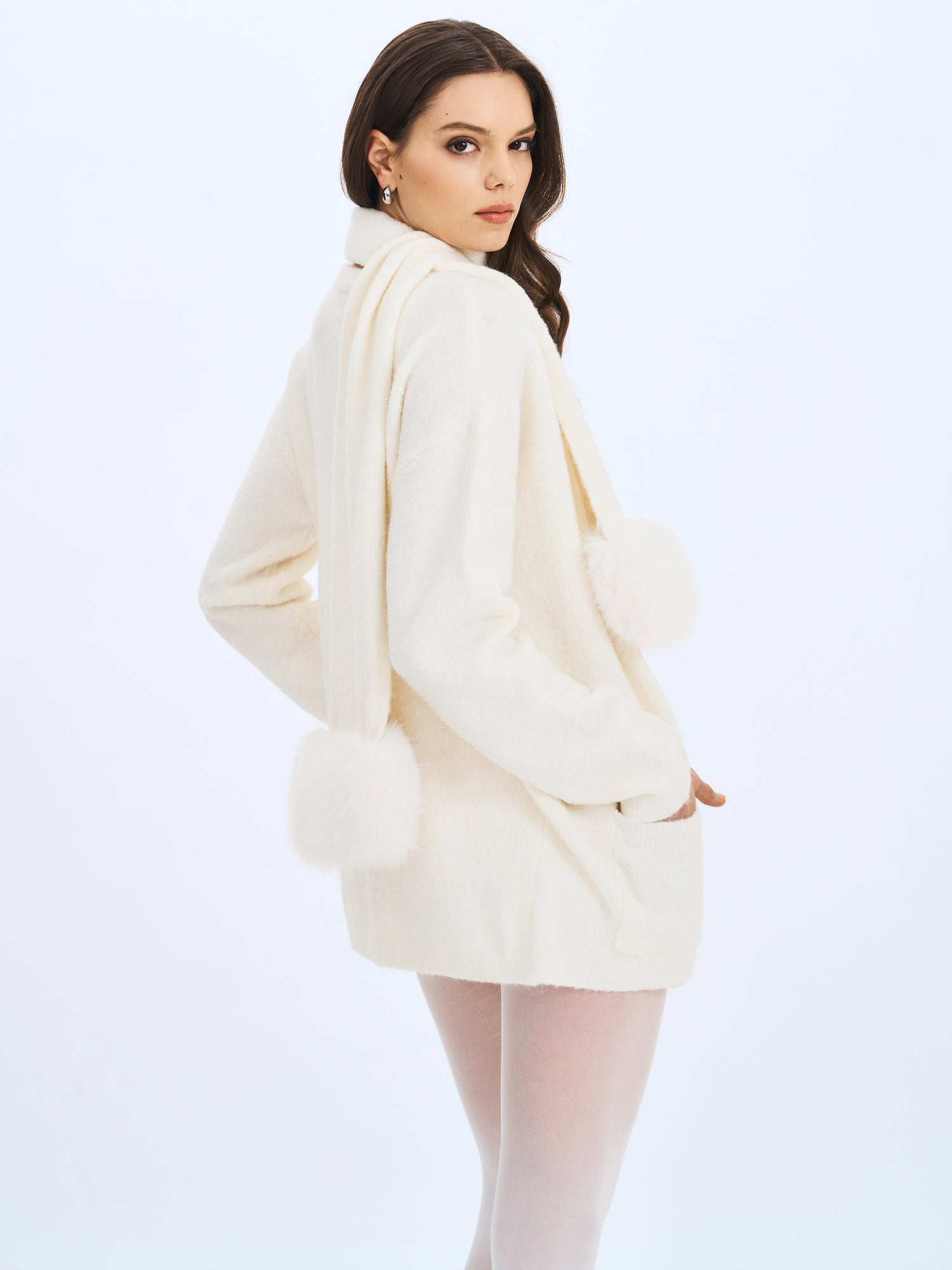 Sera Wool-Blend Ribbed Knit Mini Shorts | White
