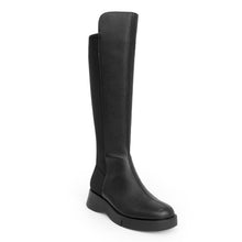 Flavia Boot Flatform | Black Pebbled Leather/Neoprene