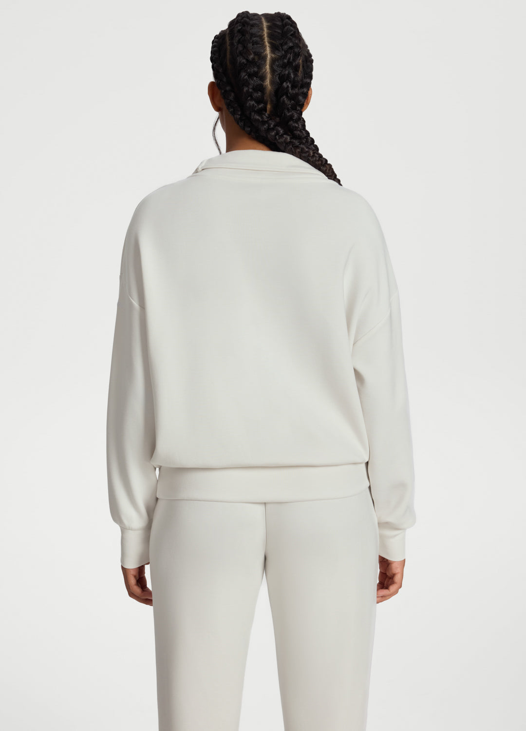 Half-Zip Long Sleeve Sweatshirt | White