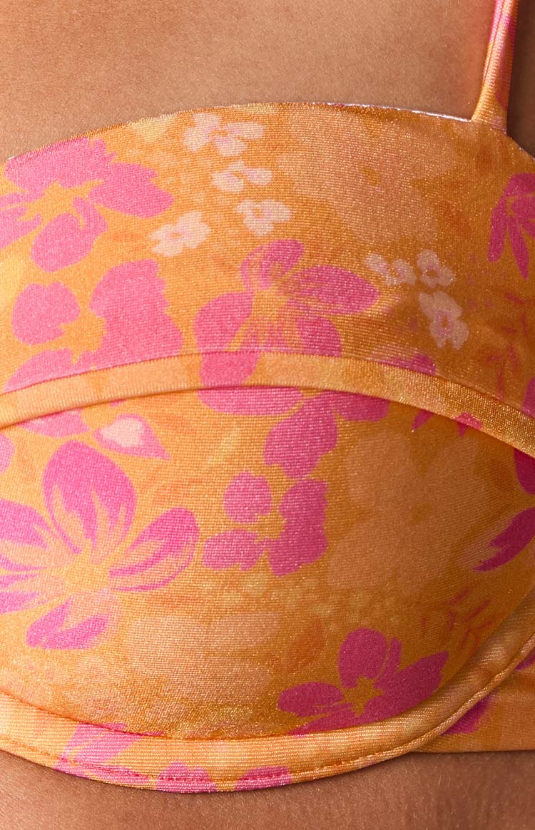 9.0 Swim Bianca Floral Bikini Top | Orange