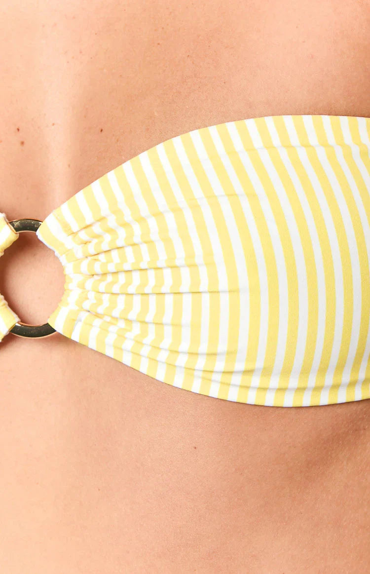 9.0 Swim Raven Bikini Top | Yellow Stripe