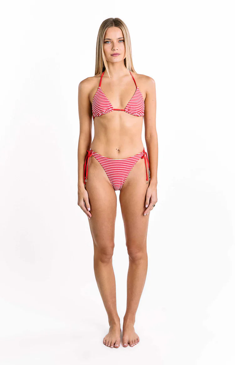 9.0 Swim Wave Triangle Bikini Top | Red Stripe