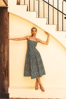 Sea Island Dress | Abstract Dot Green Turtledove