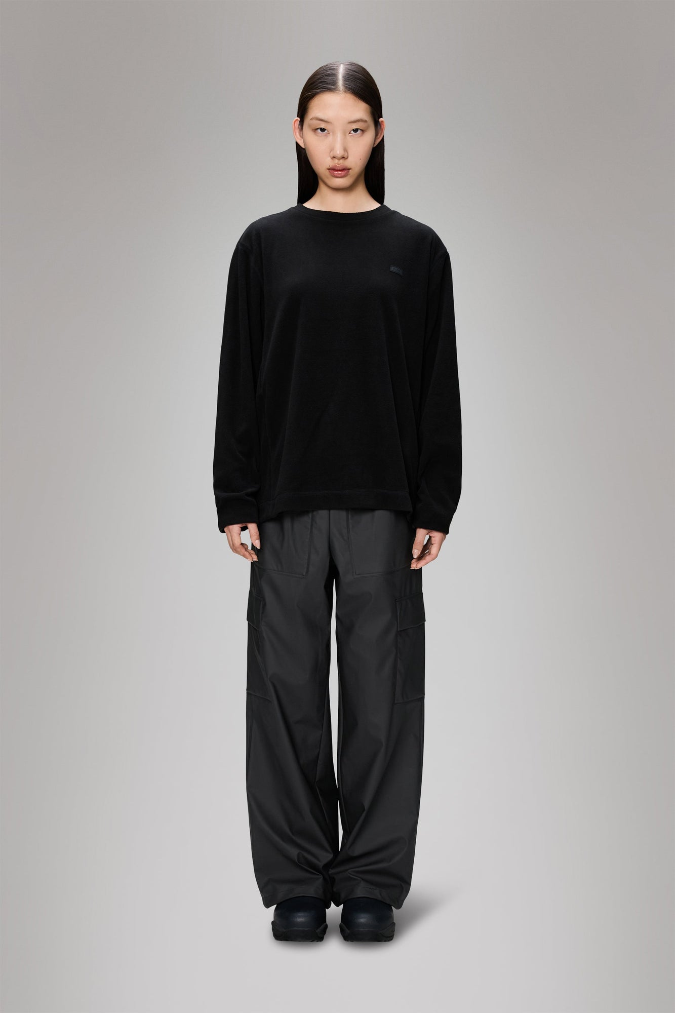 RAINS Addis Fleece Crewneck Black Crew Neck