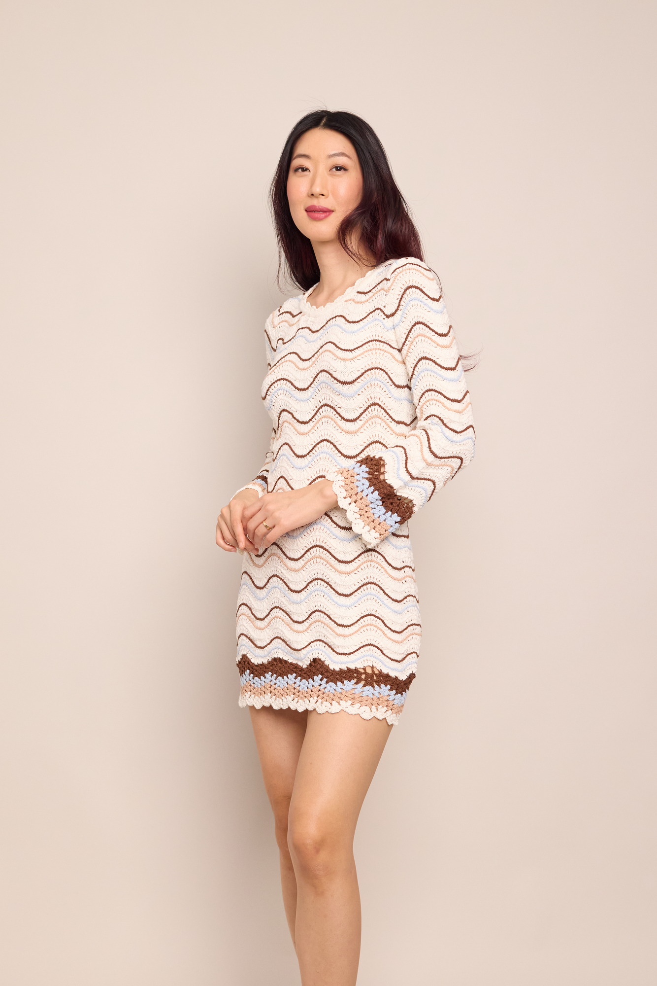 Landon Dress | Ivory Wave Multi Crochet