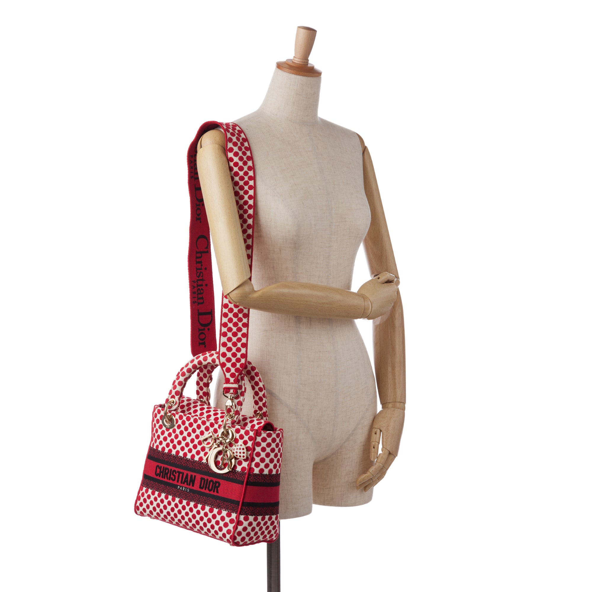 Dior | Pre-Owned Medium Embroidered Canvas DiorAmour Dots Lady D Lite | Red