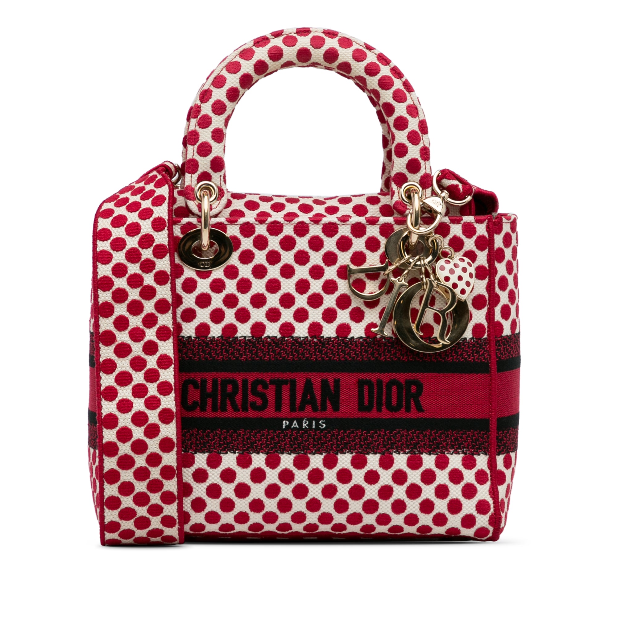 Dior | Pre-Owned Medium Embroidered Canvas DiorAmour Dots Lady D Lite | Red