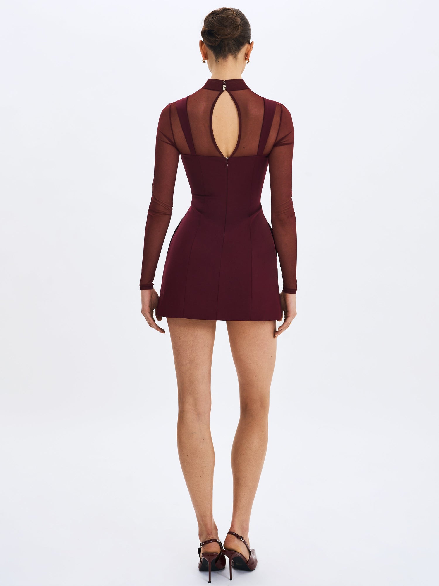 Natasha Faux Two-Piece Turtleneck Mini Dress | Burgundy