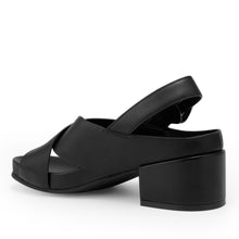 Chrystie Sandal Block Heel | Black Faux Calf