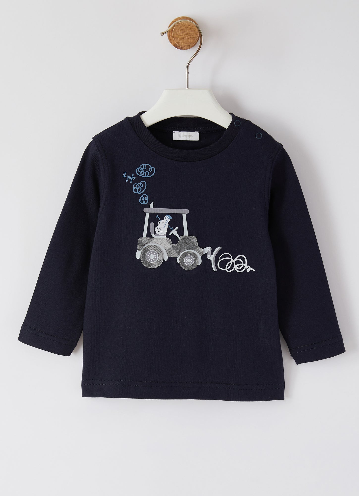 Snowplow Print Cotton T-Shirt | Blue/Pearl Grey