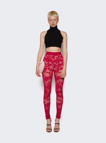 Women | ALAÏA | Lace Leggings | Fuchsia