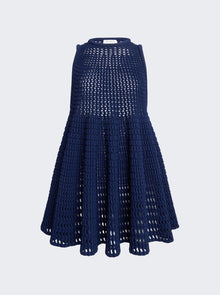 Women | ALAÏA | Waffle Knit Dress | Night Blue