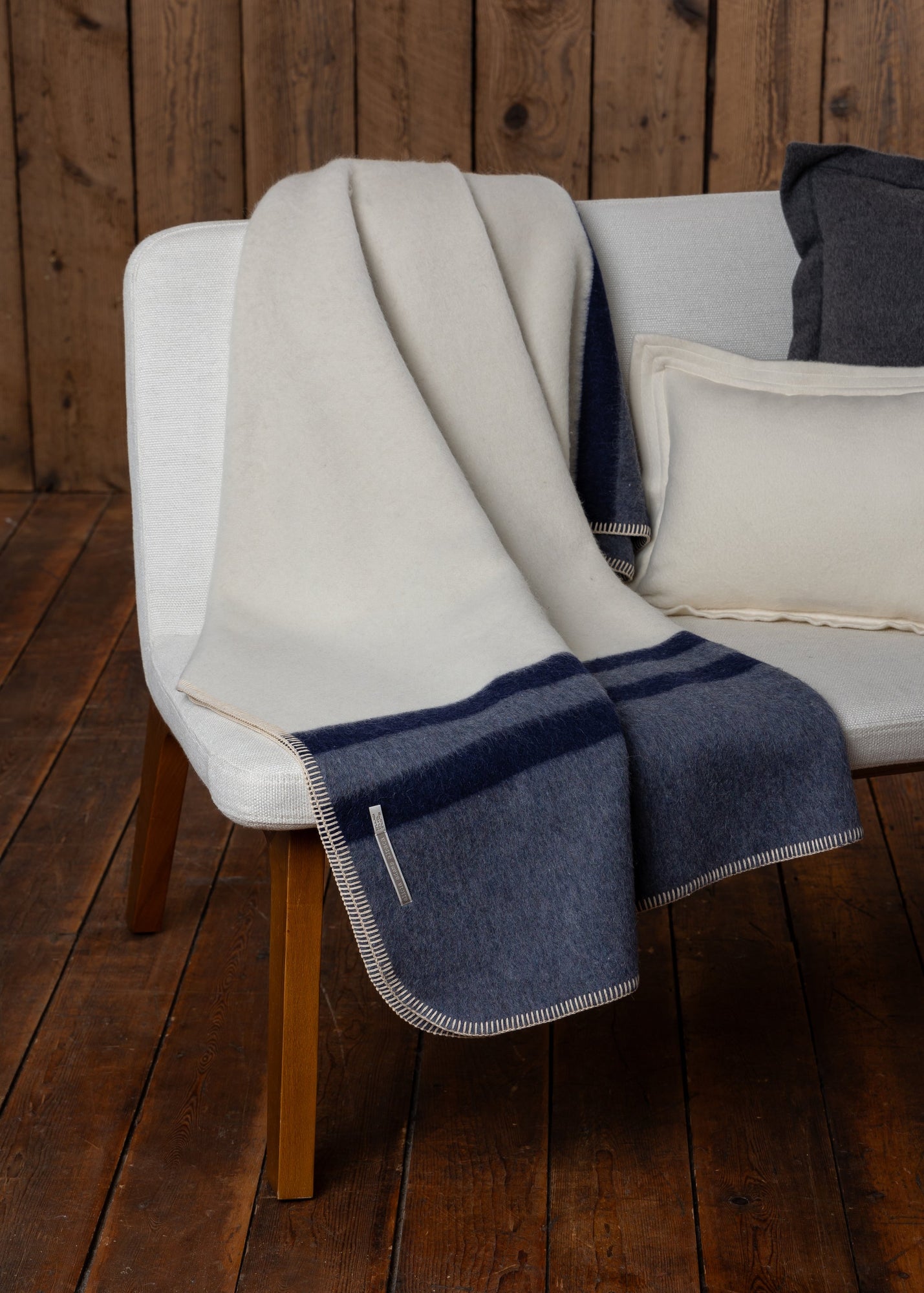 Home | Field Blanket | Ivory / Denim Blue / Navy