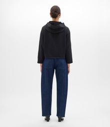 Another Tomorrow Cropped Hoodie in Black – Cotton Women's Top