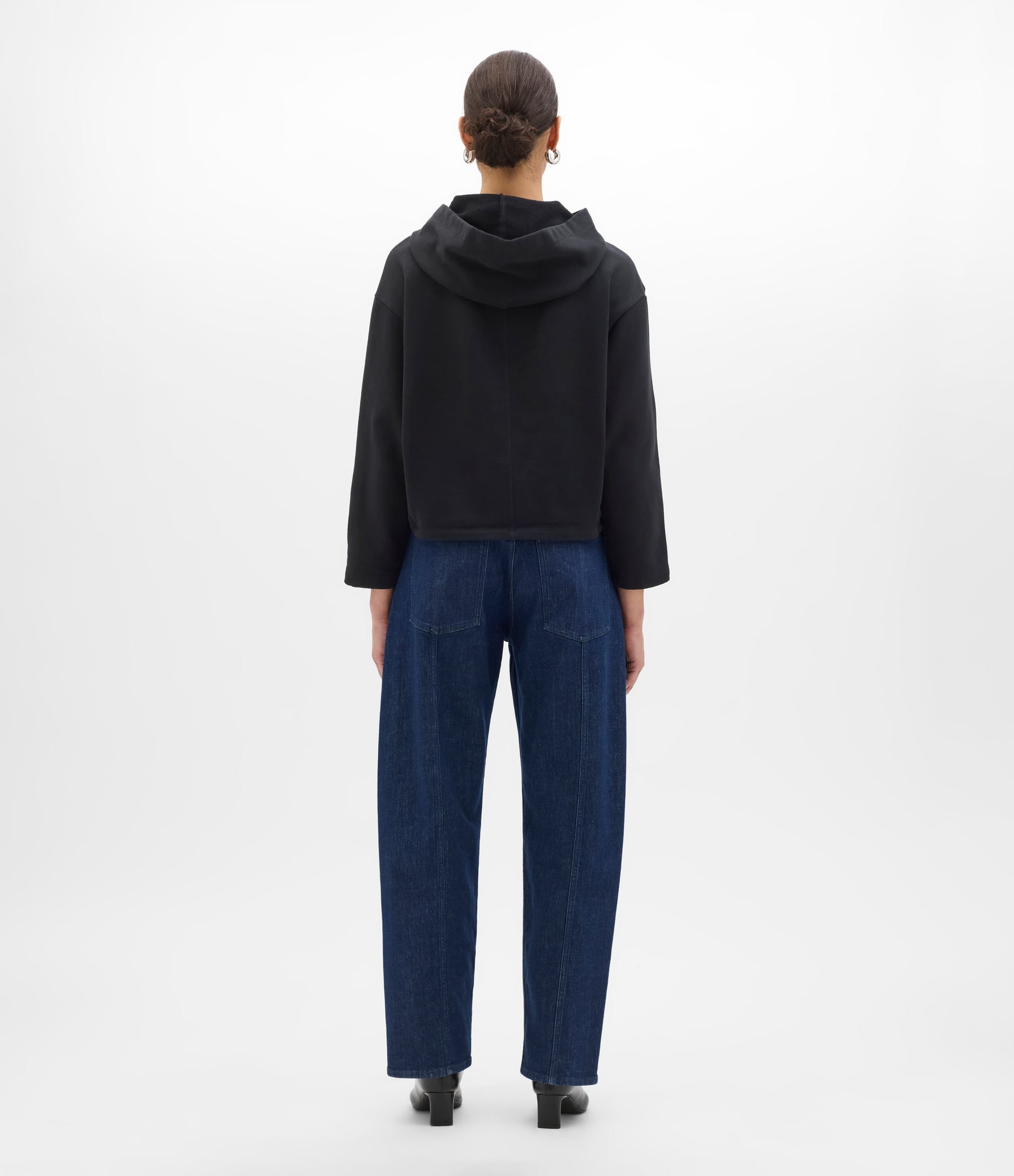 Another Tomorrow Cropped Hoodie in Black – Cotton Women's Top