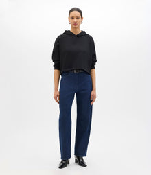 Another Tomorrow Cropped Hoodie in Black – Cotton Women's Top