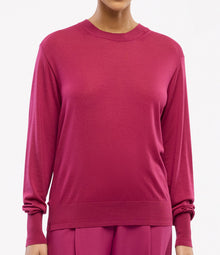 Another Tomorrow Featherweight Crew in Magenta – Wool