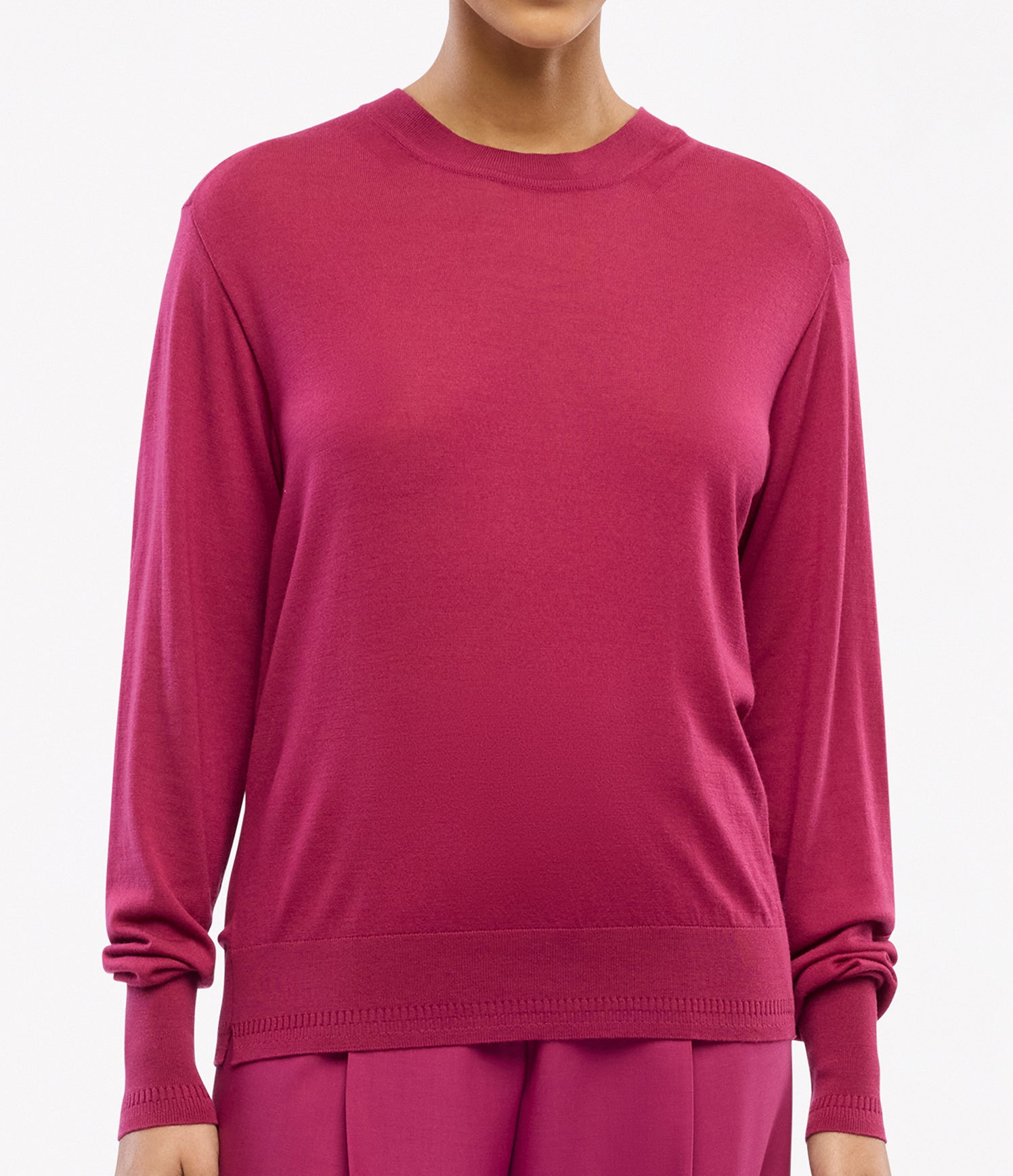 Another Tomorrow Featherweight Crew in Magenta – Wool