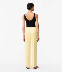 Another Tomorrow Pintuck Trouser in Daffodil – Satin Women's Trousers