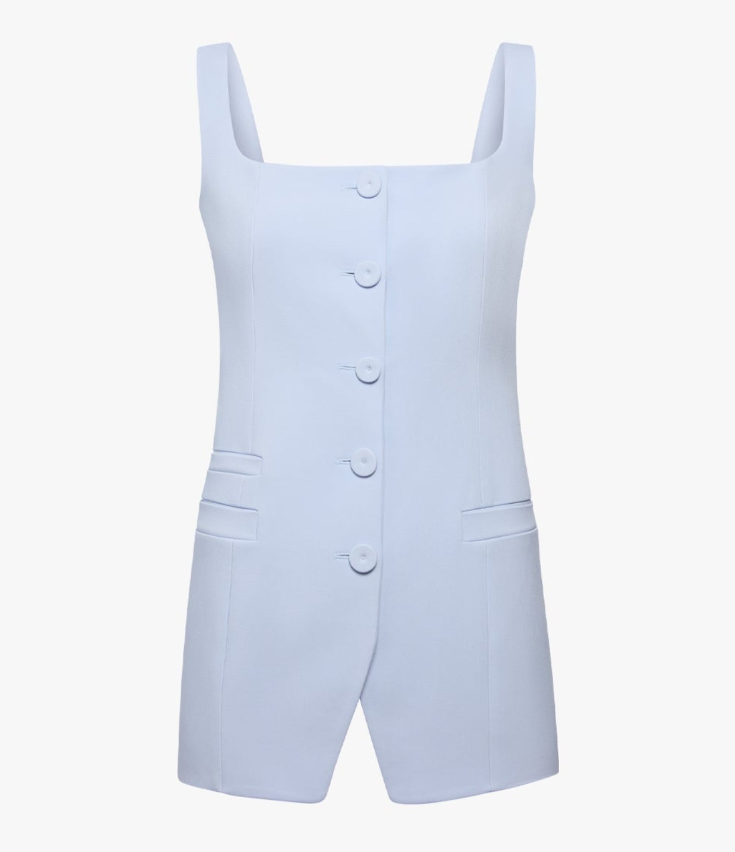 Another Tomorrow Square Neck Buttoned Top in French Blue – Viscose Women's Top