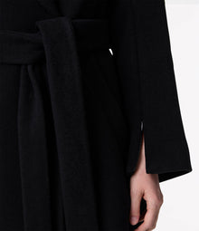 Another Tomorrow Double Breasted Wrap Coat in Black – Wool Women's Outerwear