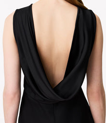 Another Tomorrow Cowl Back Dress in Black – Satin Women's Dress