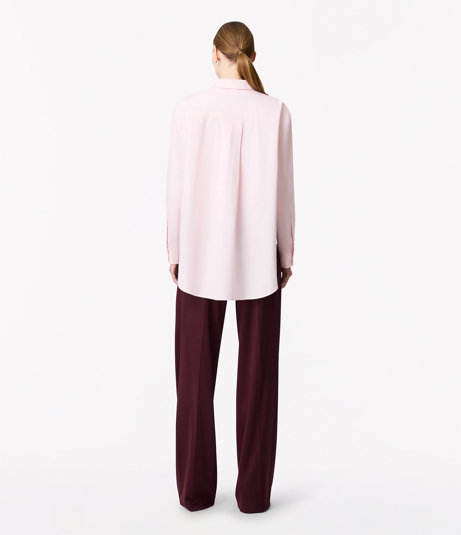 Another Tomorrow Pleat Back Poplin Shirt in Blush – Cotton Women's Top