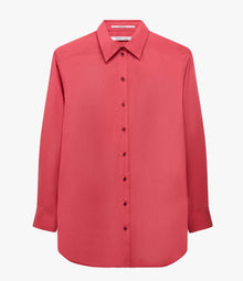 Another Tomorrow Pleat Back Poplin Shirt in Rhubarb – Cotton Women's Top