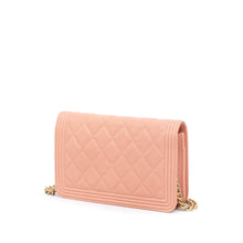 Chanel | Pre-Owned Quilted Caviar Boy Wallet on Chain | Pink/Salmon